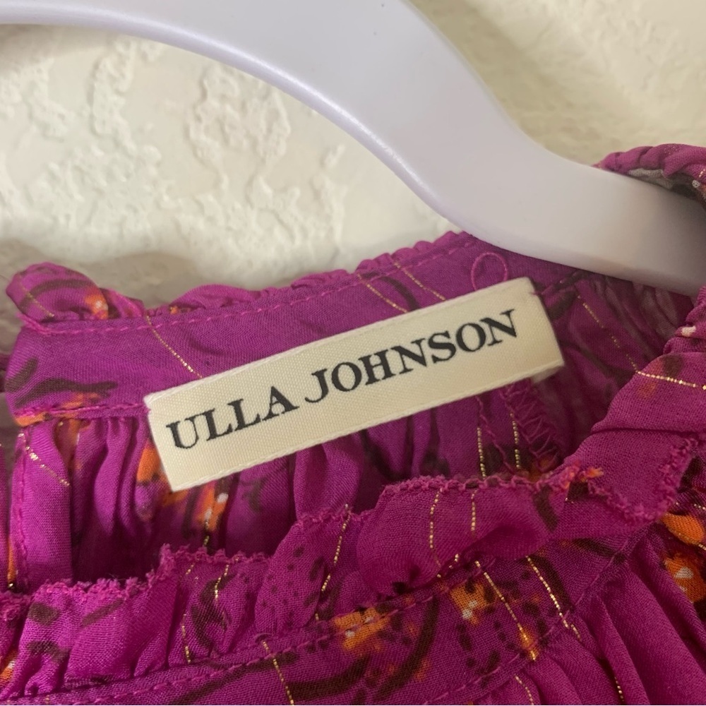 Ulla Johnson Womens purple silk floral long sleeve sheer blouse 8 - Picture 6 of 9